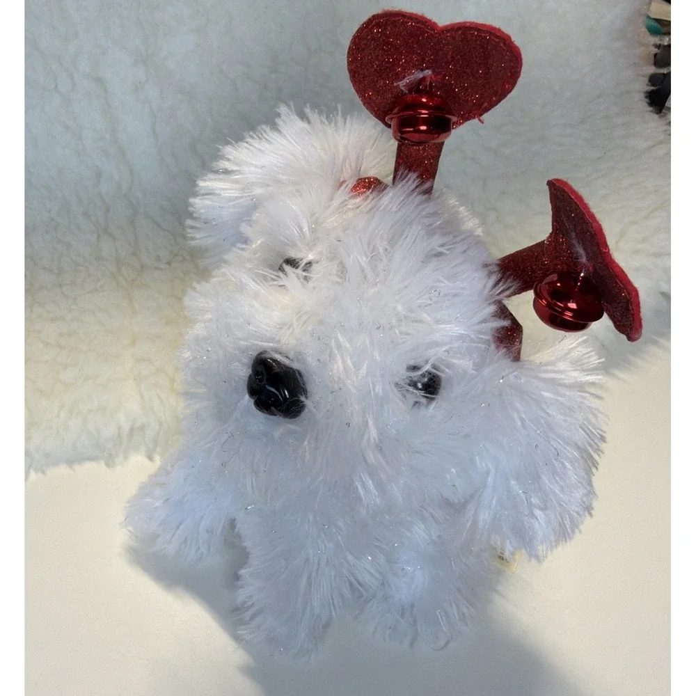 Dan Dee Puppy Dog White Red Hearts Animated & Sings You're The One That I Want